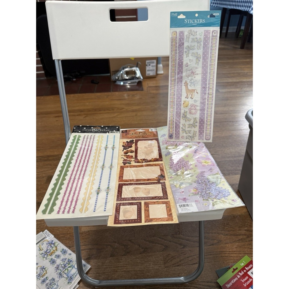 MAMBI Stickers HEARTS & FLOWERS BORDERS 1 Sheet Lot Of 4